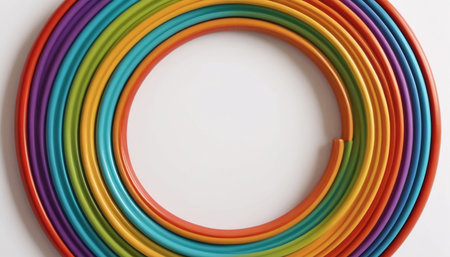 Multicolored plastic pipes on a white background. 3d renderingの素材