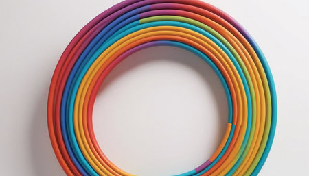 Colorful plastic pipes on a white background, close-up.の素材