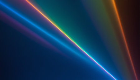 abstract background with neon lines and bokeh effect, rainbow colorsの素材
