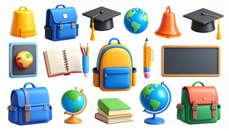 Back to school icons set. Cartoon set of back to school vector icons for web designの素材