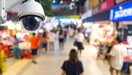 CCTV Camera or surveillance system in shopping mall or department store.の素材