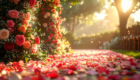 Beautiful flowers in the garden with sunlight background and copy space.の素材