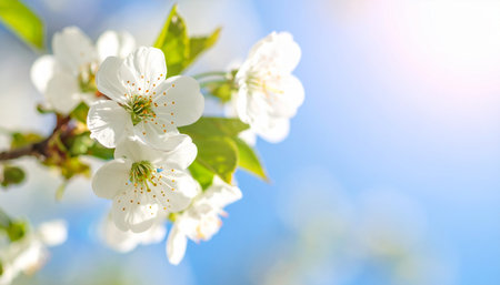 cherry blossom on blue sky background, soft focus, shallow DOFの素材