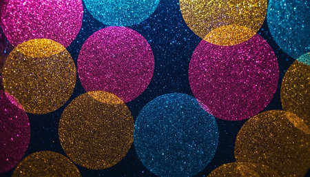 Colorful glitter bokeh abstract background. Glitter vintage lights background.の素材