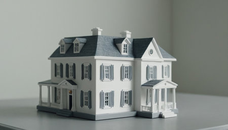 Model of a house on a white background. Real estate concept.の素材