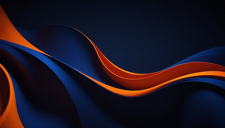 Abstract orange and blue wavy background. 3d render illustration.の素材