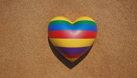Rainbow heart on a cork board background. LGBT concept.の素材