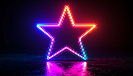 D rendering. Neon star sign.の素材