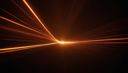 Abstract image of speed moving fast over dark background. Rays of light.の素材