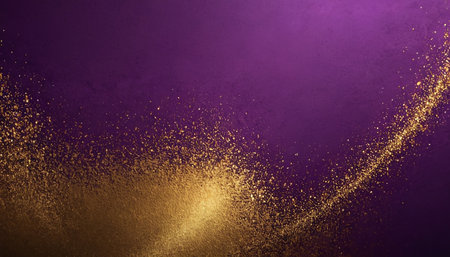 Purple and golden glitter background with copy space. 3d renderingの素材