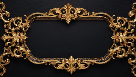 Luxury vintage frame on a black background. Copy space.の素材