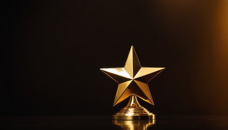 Golden star award on black background. 3d rendering, mock upの素材