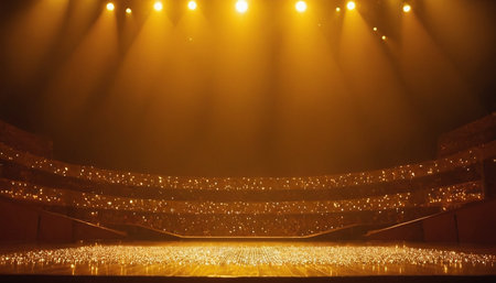stage lighting effect with spotlights on the stage in the theater.の素材