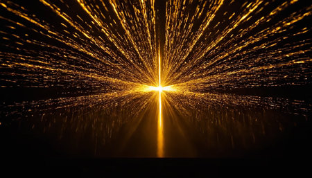 abstract rays of light on a dark background. 3d renderの素材