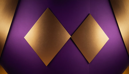 Purple and gold background with geometric shapes. 3d illustration.の素材
