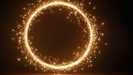 sparkler firework in the form of a circle with sparksの素材