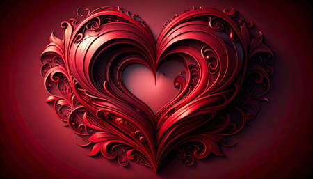 Valentine's Day background with red heart. Vector illustration.の素材