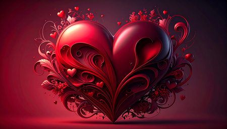 Valentine's day background with red heart. Vector illustration.の素材