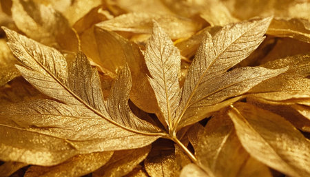 Golden leaves background. Golden leaves background. Golden leaves texture. Golden leaves backgroundの素材