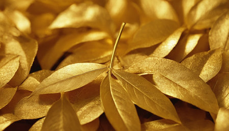 Golden leaves background. Golden leaves background. Golden leaves texture. Golden leaves backgroundの素材