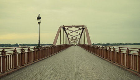 Pedestrian bridge over the Vistula river, Poland.の素材