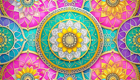 Arabic pattern on the wall. Colorful background. 3d rendering.の素材