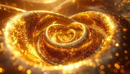 golden rose in the form of a heart on a dark backgroundの素材