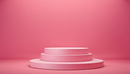 Abstract minimal scene with pink podium. Mock up, 3D Renderingの素材