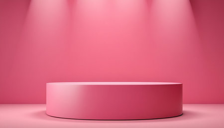Pink podium for product presentation on pink background. 3D rendering.の素材