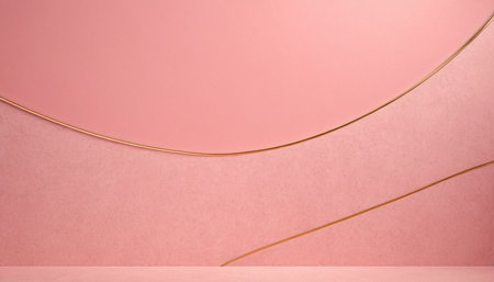 Abstract pink background with golden lines. 3d rendering, 3d illustration.の素材