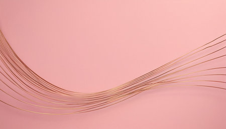 Abstract pink background with golden lines. 3d rendering, 3d illustration.の素材