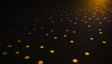 Black leather texture with golden dots. Abstract background and texture for design.の素材