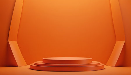 Abstract minimal scene with orange podium. Award ceremony concept. 3d renderの素材