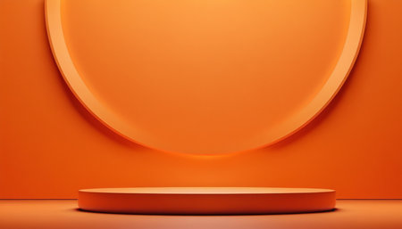 Abstract orange podium on orange background. 3d render. Mock upの素材