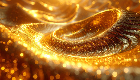 golden fabric background close up. 3d rendering, 3d illustration.の素材