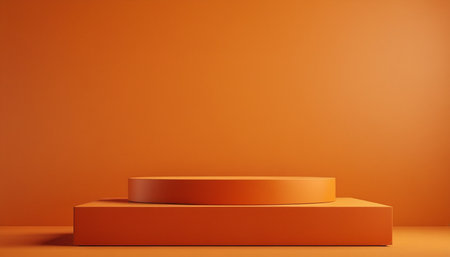 Abstract scene with orange color podium for mock up presentation in minimalism style. 3d renderの素材