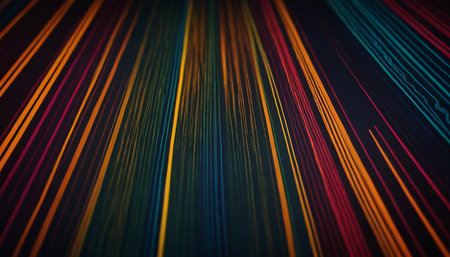 Multicolored stripes on a dark background. 3d rendering.の素材