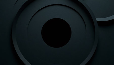 Black circle abstract background, 3d render illustration, computer generated imagesの素材