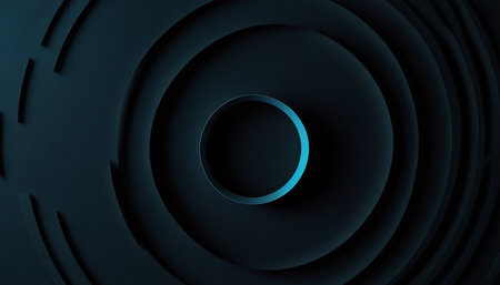 3d rendering of abstract technology background. Sci-fi dark blue tunnel with light.の素材