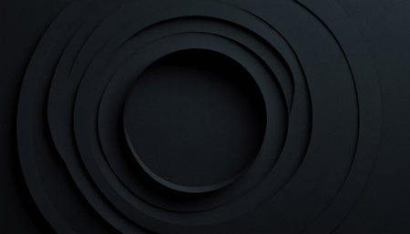 Abstract black circle background. 3d rendering, 3d illustration.の素材