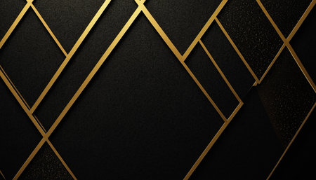 Abstract black background with golden lines. Luxury design. Vector illustrationの素材