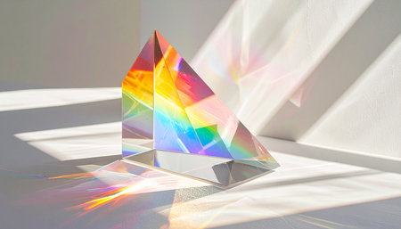 3d illustration of a crystal in a room with sunlight and shadowの素材