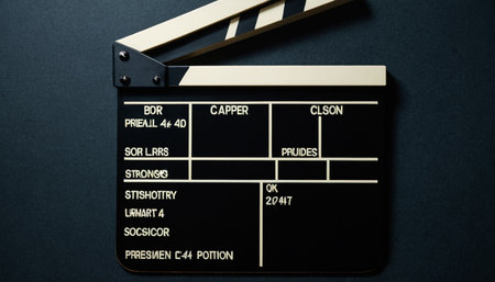 Movie clapper board on a black background. Movie clapper board.の素材