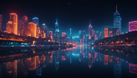 Shanghai Lujiazui Finance and Trade Zone of the modern city night backgroundの素材