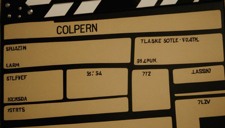 Movie clapper board close up. Filmmaking production concept.の素材