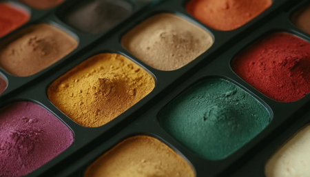 Palette of multicolored eyeshadow palette close-upの素材