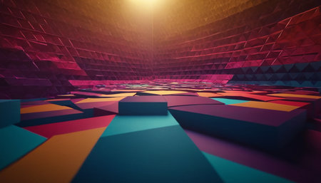 3d rendering of abstract geometric shapes in virtual space. Futuristic backgroundの素材