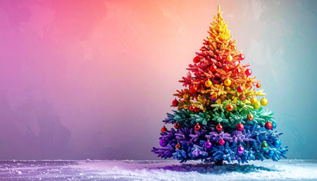 Christmas tree on the snow background. Christmas and New Year concept.の素材