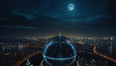 Globe on the background of the night city. Elements of this image furnished by NASAの素材