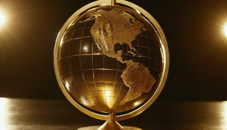 Globe with map of the world on black background. 3d illustrationの素材